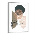 Obraz w ramie 80x120 - Harmonia Akwarelowych Przestrzeni - abstrakcyjna kompozycja z kropek kresek i kółek, odcienie brązu i beżu - rama biała