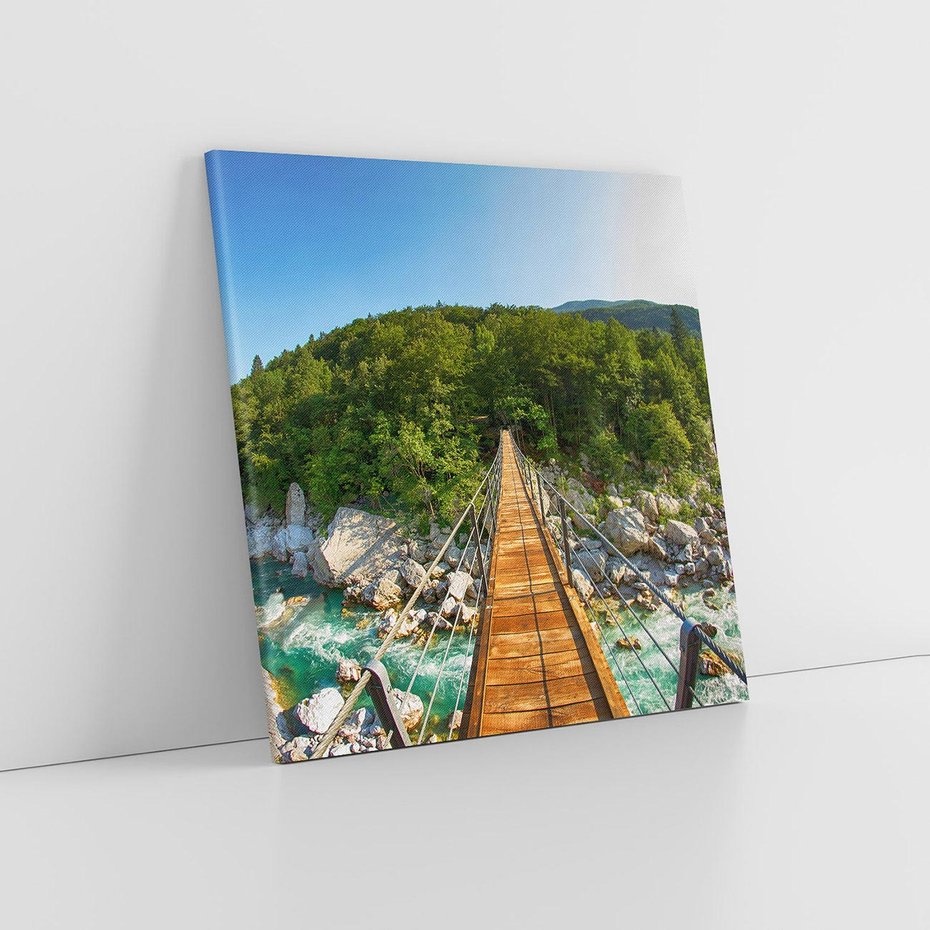 Obraz na płótnie 40x40 - Most w górach: siła natury - most, góry