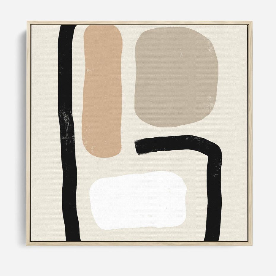 Obraz w ramie 80x80 - Kształtne Formy - geometryczne nieregularne kształty, nowoczesna kompozycja - rama drewno