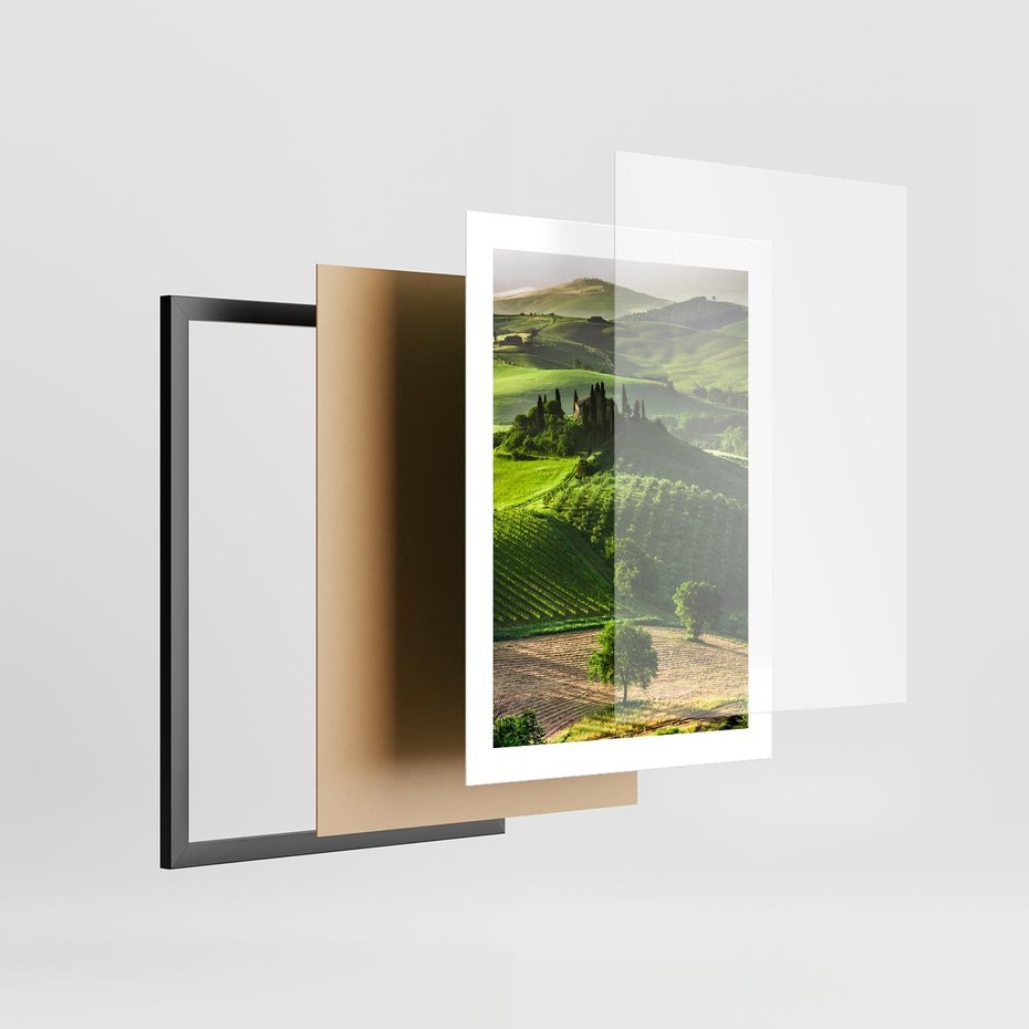 Plakat w ramie 30x40 - Pejzaż Widoczek - widoczek, pejzaż - rama czarna