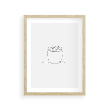 Plakat w ramie 30x40 - Rozkwitające Echa - szkic, minimalizm - rama drewno