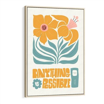 Obraz w ramie 70x100 - Kolorowa Harmonia - sztuka nowoczesna, pastelowe kwiaty - rama drewno