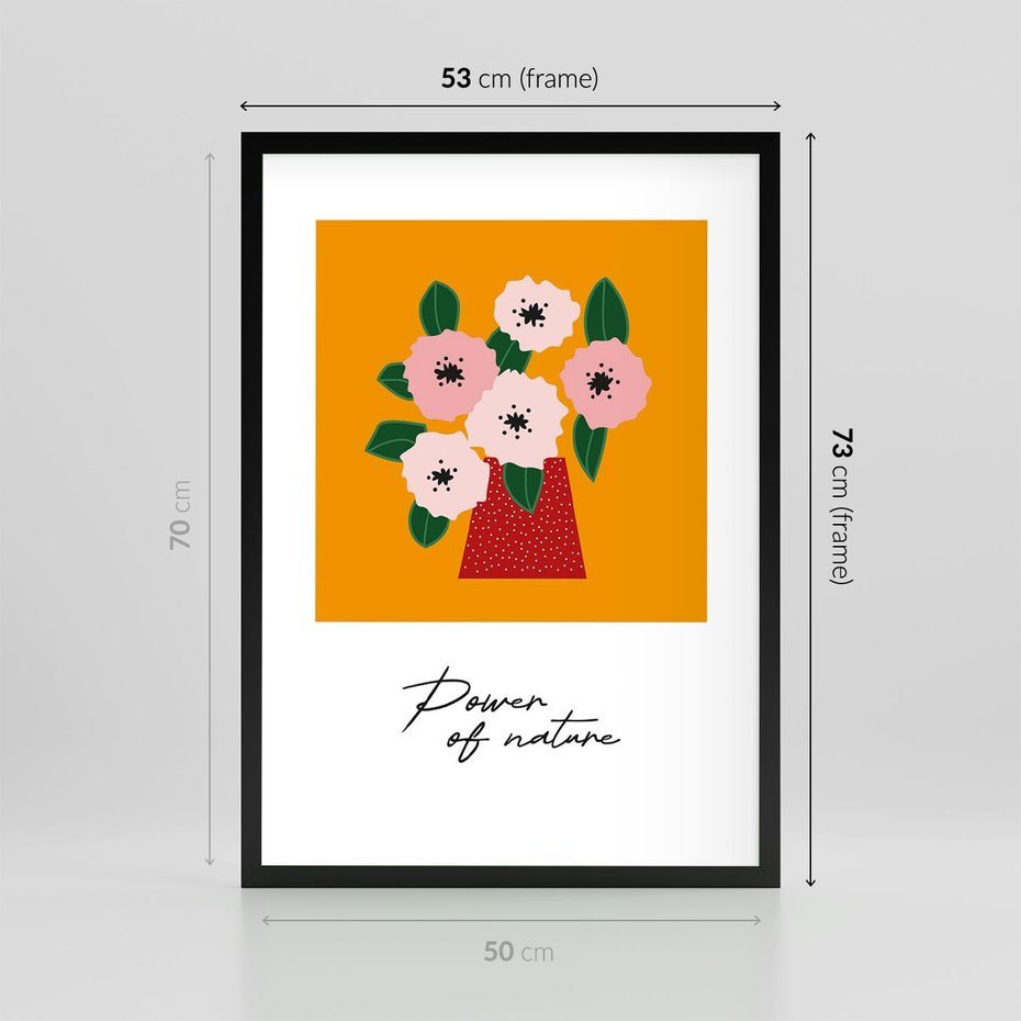 Plakat w ramie 50x70 - Abstrakcyjna Kreska - kwiaty w wazonie, abstrakcja - rama czarna