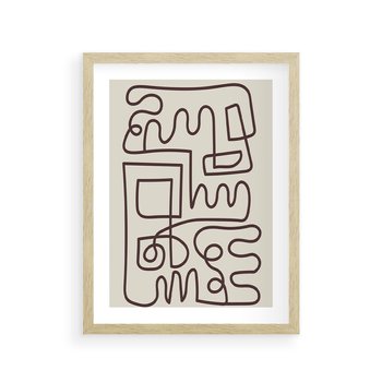 Plakat w ramie 40x50 - Etniczna Abstrakcja - nowoczesna boho grafika, abstrakcja - rama drewno