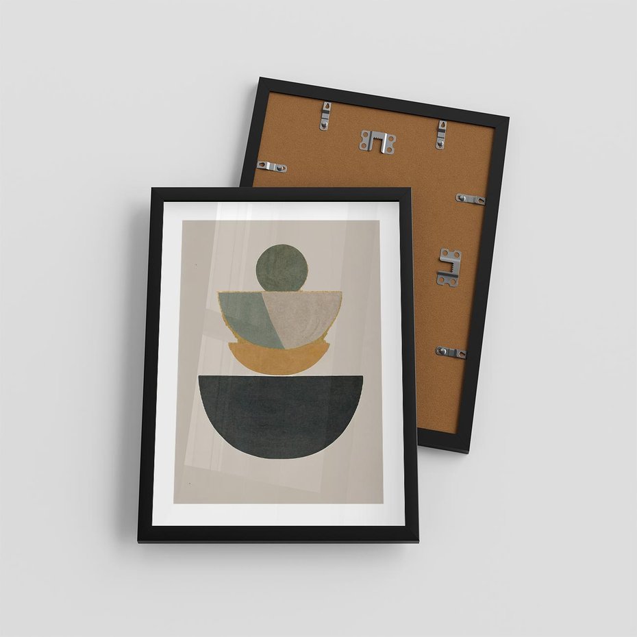 Plakat w ramie 30x40 - Podróżne Refleksyjne Odbicia - abstrakcyjny obraz, kolory ciepłe - rama czarna