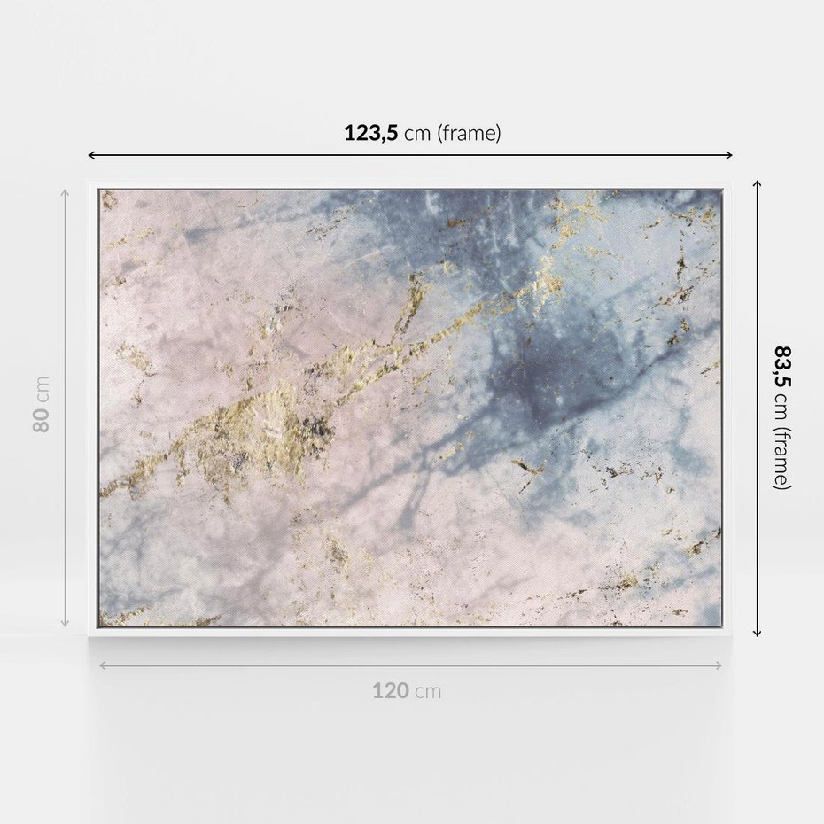 Obraz w ramie 120x80 - Luksusowa Dekoracja - marmur, złoto - rama biała