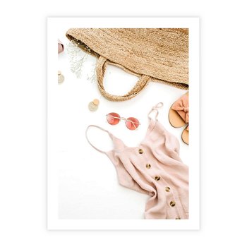 Plakat bez ramy 21x30 - Moda na Plażę - kompozycja fashion, sukienka