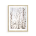 Plakat w ramie 30x40 - Szron na Gałęziach - ośnieżone gałązki, szron na gałęziach - rama drewno