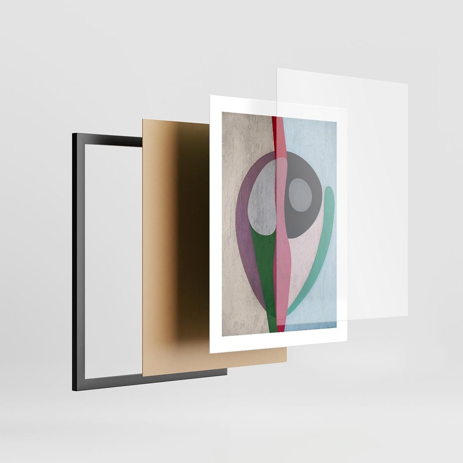 Plakat w ramie 30x40 - Wibracje Kolorów Marzeń - abstrakcyjne dziwne kształty, olejny obraz - rama czarna