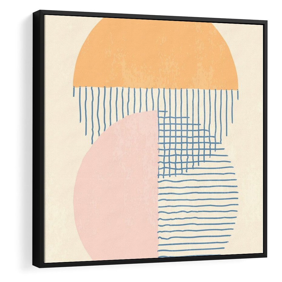 Obraz w ramie 50x50 - Migotliwe Wzory - geometryczne kształty, koła - rama czarna