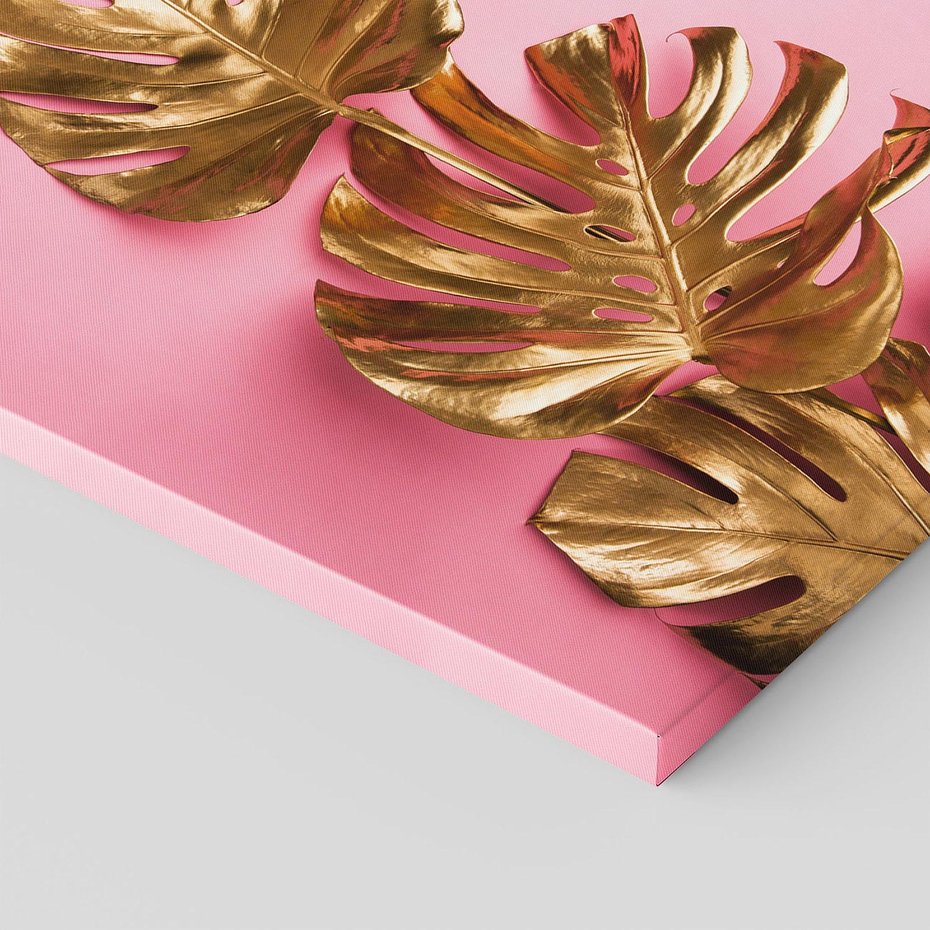 Obraz na płótnie 70x50 - Luksusowa Elegancja - złote, liście