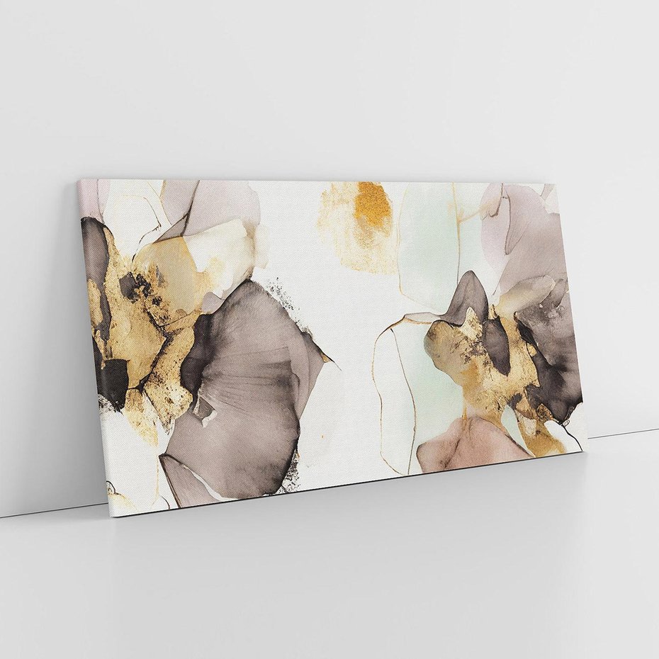 Obraz na płótnie 140x70 - Nowoczesne Elegancje - akwarela, złote linie i plamy