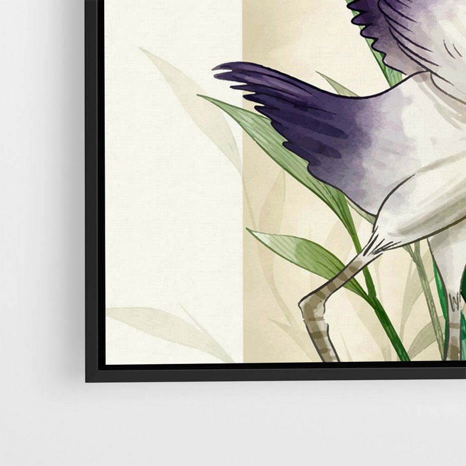 Obraz w ramie 70x100 - Migocące Ptaki - japońska sztuka, ptak - rama czarna