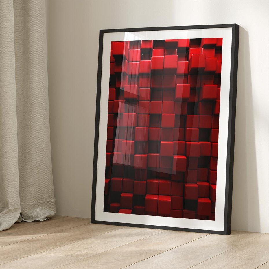 Plakat w ramie 50x70 - Geometryczne 3D: wizja przestrzeni - geometryczne, 3D - rama czarna