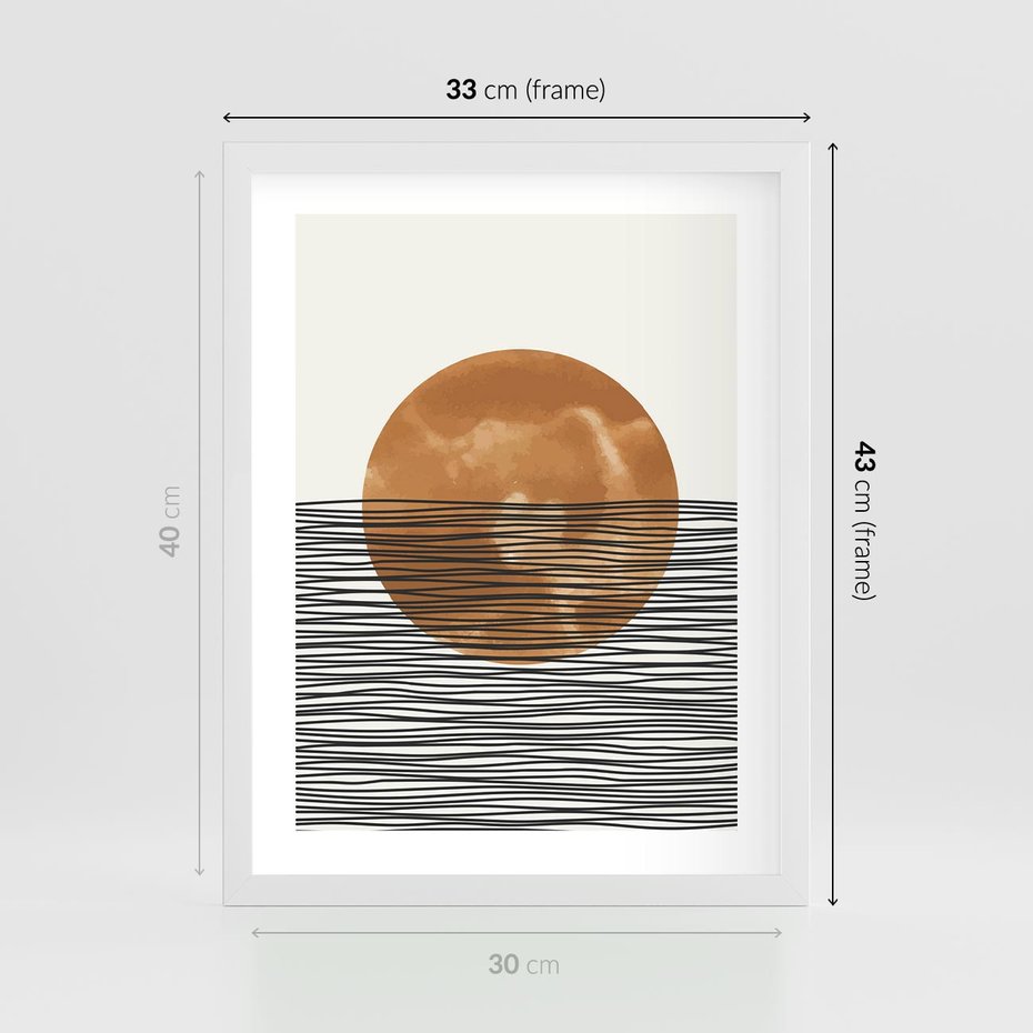 Plakat w ramie 30x40 - Okrąg Mocy - boho obraz, geometria - rama biała