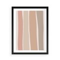 Plakat w ramie 50x70 - Tęczowa Zgaszona Aura - abstakcyjne tęczowe pasy, delikatne odcienie beżu - rama czarna