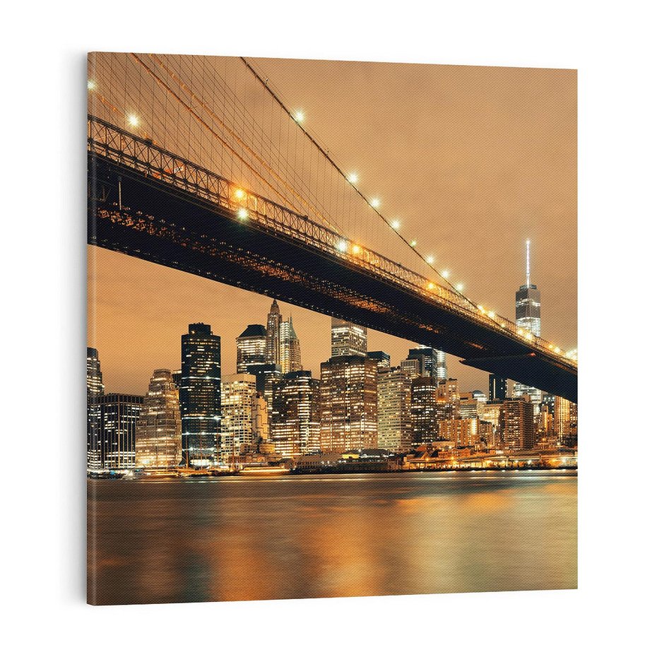 Obraz na płótnie 70x70 - magiczne połączenie miast - most, Nowy Jork