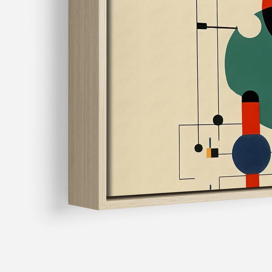 Obraz w ramie 50x50 - Migocące Impresje Odniesień - abstrakcyjna geometryczna kompozycja, koła linie - rama drewno