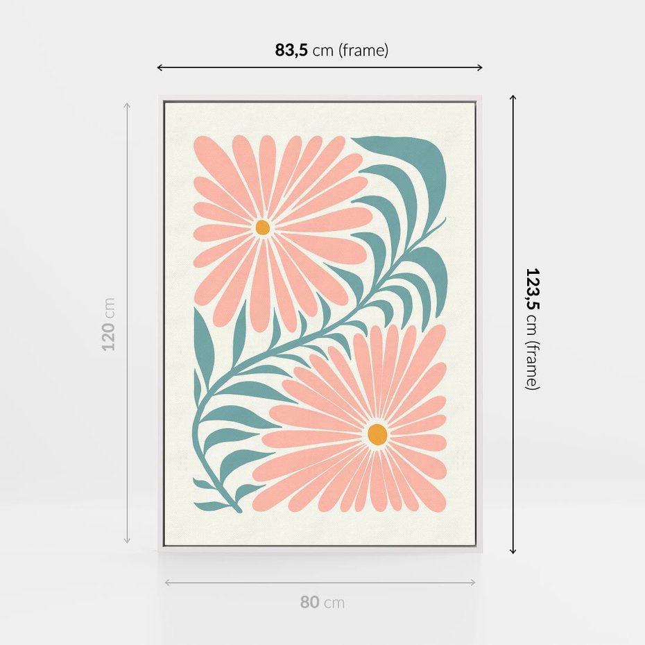 Obraz w ramie 80x120 - Kształtując Marzenia - kwiaty, sztuka nowoczesna - rama biała