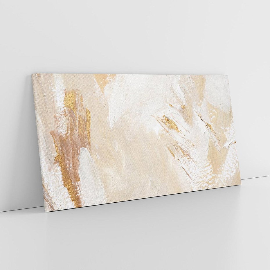 Obraz na płótnie 140x70 - Elegancja w Złocistym Chaosie - złoto beż, abstrakcja