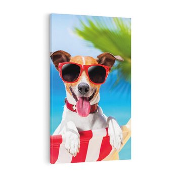 Obraz na płótnie 50x70 - Wakacyjny pies: Słoneczne przygody - pies, wakacje