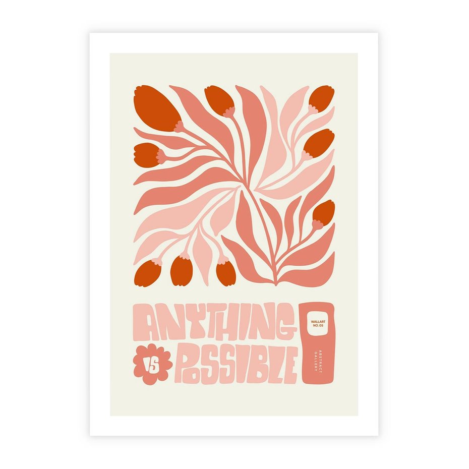 Plakat bez ramy 21x30 - Migotliwa Euforia - kompozycja w łososiowym kolorze, kwiaty