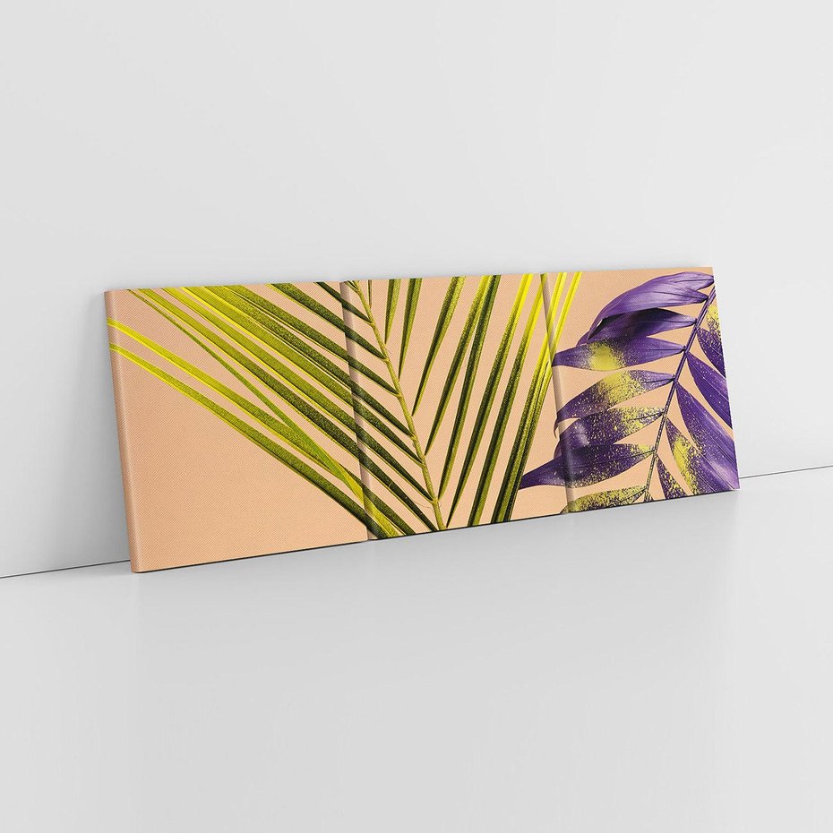 Obraz na płótnie 150x50 - Delikatne Piękno - palma, pastele