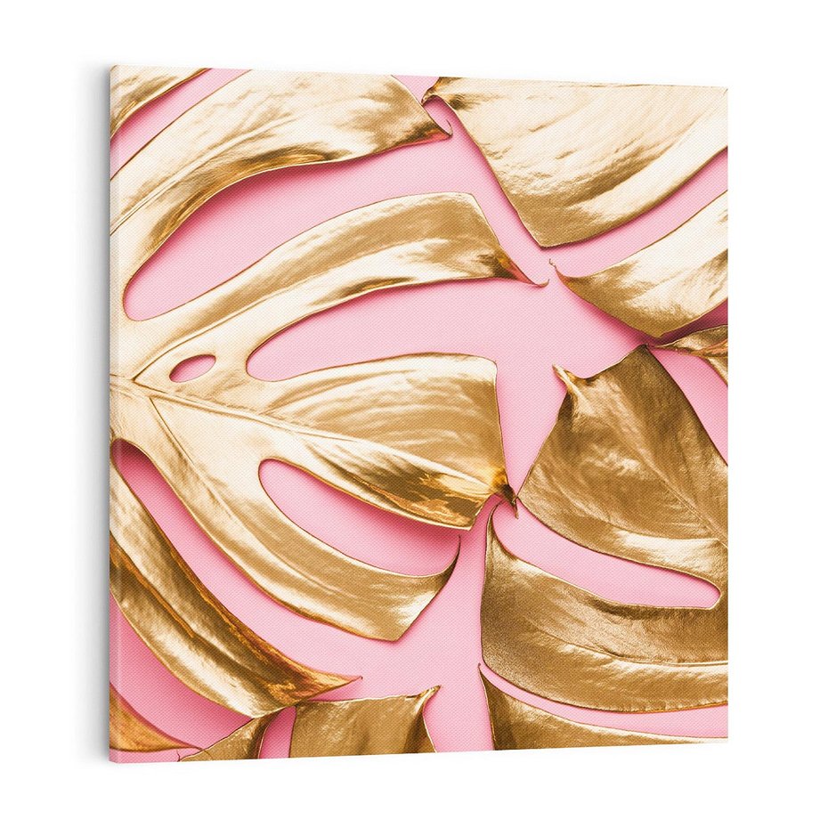 Obraz na płótnie 70x70 - Przyjemność w Naturze - złote, liście