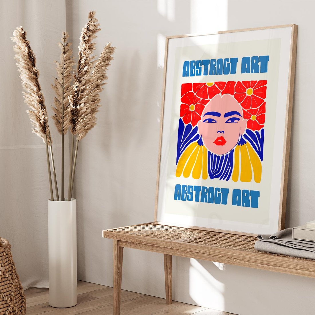 Plakat w ramie 50x70 - Przenikające Refleksje - sztuka abstrakcyjna, nowoczesny plakat - rama drewno