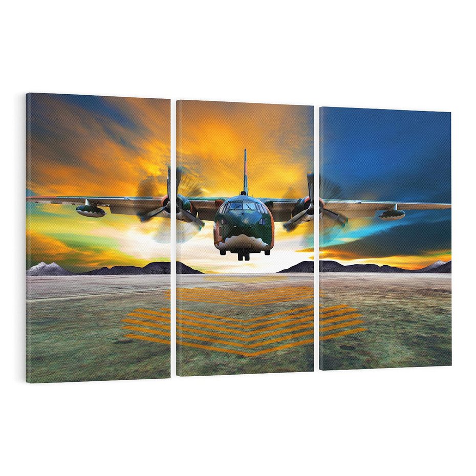 Obraz na płótnie 120x80 - Moc wojskowego transportu: Samolot na misji - samolot, wojsko