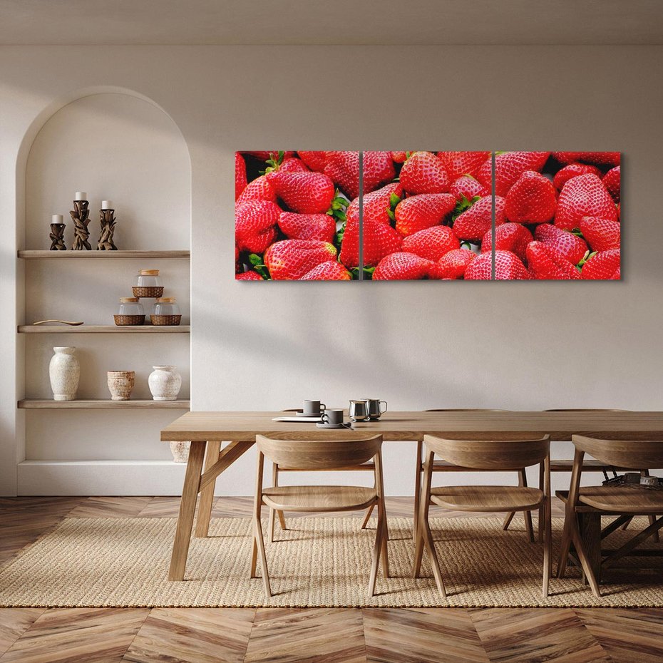 Obraz na płótnie 150x50 - Truskawki Czerwone Kropki Uczuć - truskawki, owoce