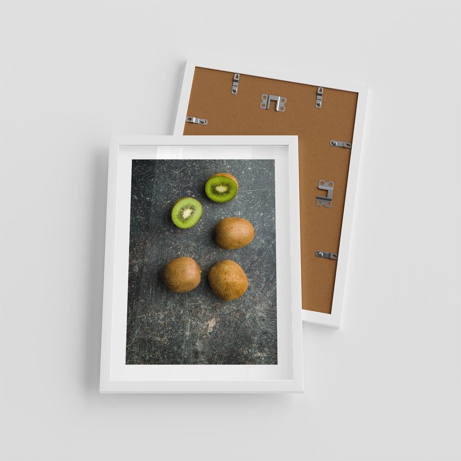 Plakat w ramie 30x40 - : Zdrowe kąski - kiwi, owoce - rama biała