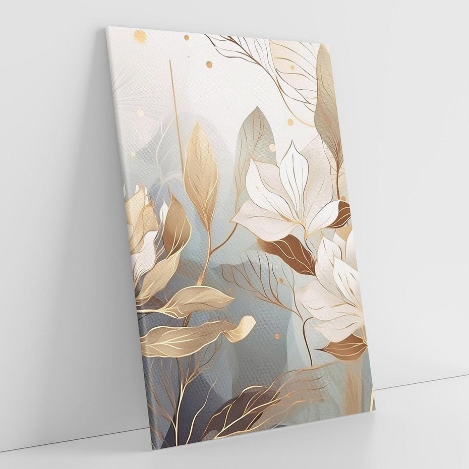 Obraz na płótnie 50x70 - Ekspresjonistyczny deszcz uczuć - grafika, złote kwiaty