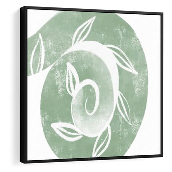 Obraz w ramie 50x50 - Zielony Świat Odpoczynku - abstrakcyjny zielony motyw, skandynawski design - rama czarna