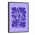 Obraz w ramie 70x100 - Migocące Boho Wibracje - kwiaty, energetyczne fioletowe tło - rama czarna