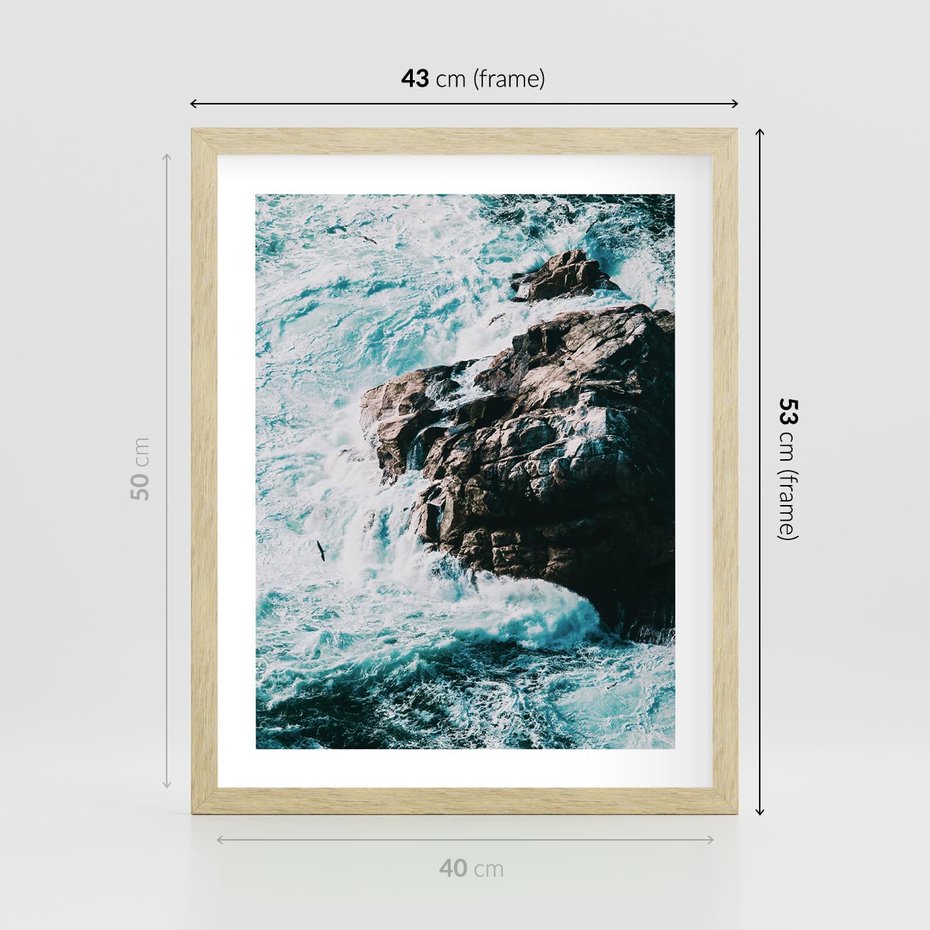 Plakat w ramie 40x50 - Siła Natury - morze, skały - rama drewno