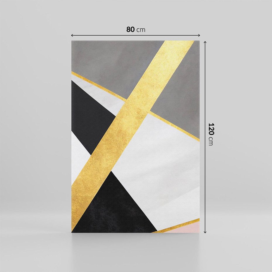 Obraz na płótnie 80x120 - Pudrowe Abstrakcyjne Lustra - złote abstrakcyjne linie, szarość