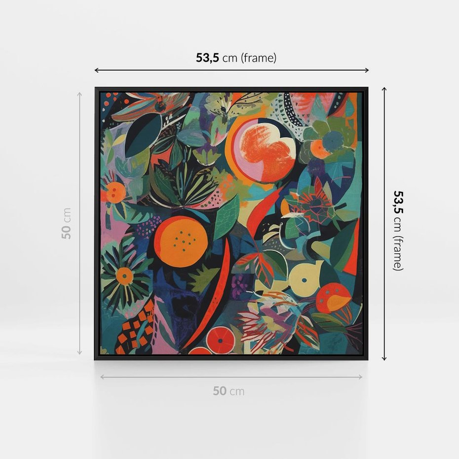 Obraz w ramie 50x50 - Echa Nietuzinkowych Wzorców - abstrakcyjny obraz olejny, jak picasso - rama czarna