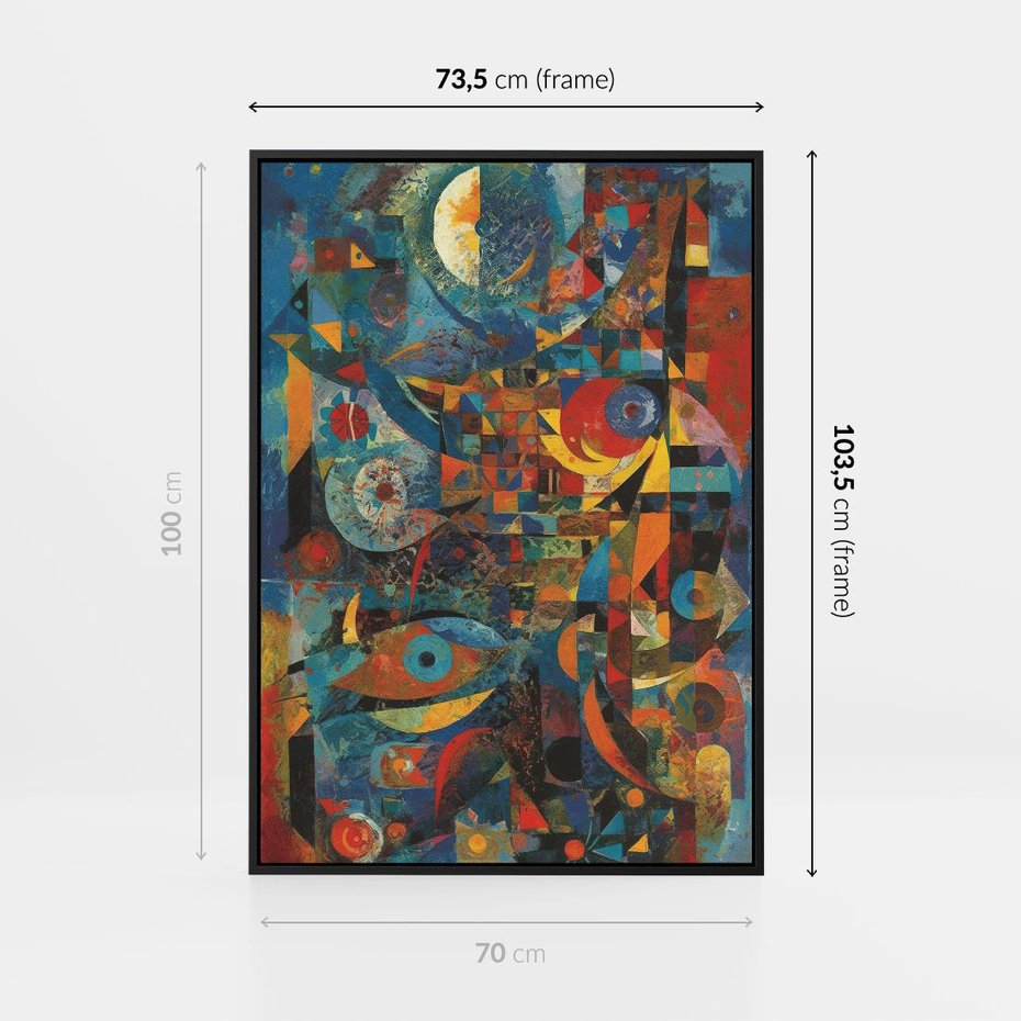 Obraz w ramie 70x100 - Migotliwe Przesunięcia Konturów - abstrakcyjny obraz, sztuka abstrakcji - rama czarna