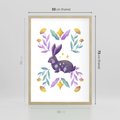 Plakat w ramie 50x70 - Boho Wiatr - boho plakat, królik - rama drewno