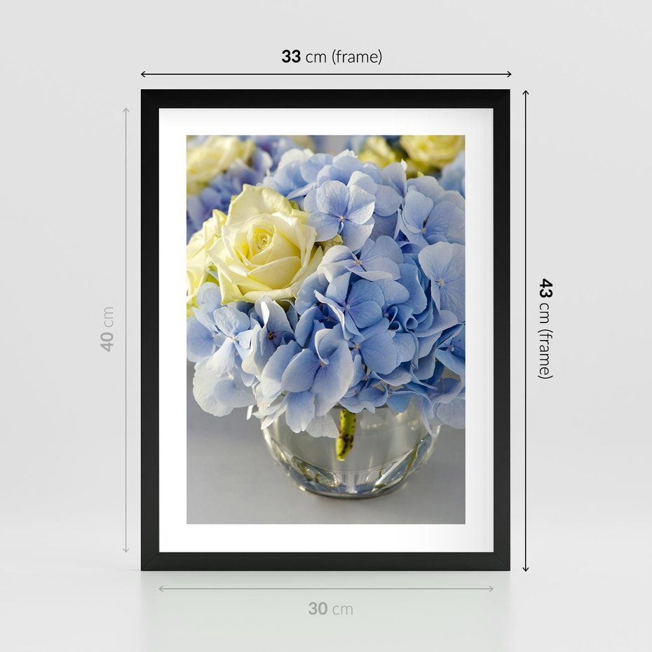 Plakat w ramie 30x40 - Różany Bukiet - bukiet, kwiaty - rama czarna