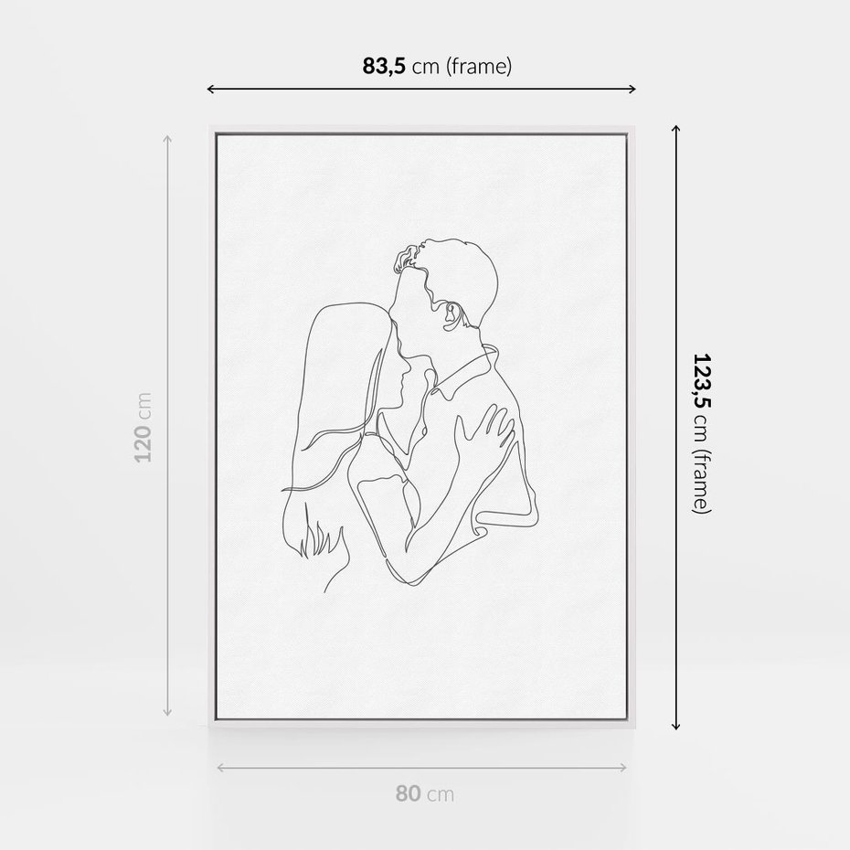 Obraz w ramie 80x120 - Bezgraniczne Przenikanie - para zakochanych, kobieta i mężczyzna - rama biała