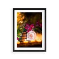 Plakat w ramie 30x40 - Relaksujące spa z płonącymi świecami - spa, świece - rama czarna