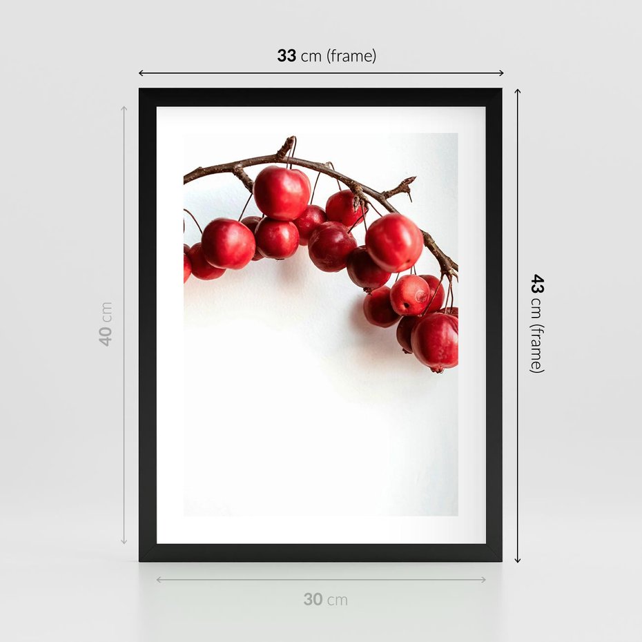 Plakat w ramie 30x40 - Jesienne Owoce - jarzębina, czerwone owoce - rama czarna