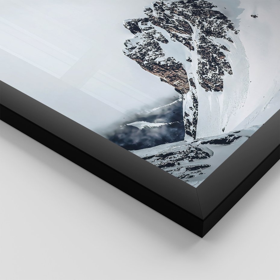 Zestaw obrazy w ramie 40x50 galeria - Retro, krajobraz, góry, zima, zamek - rama czarna