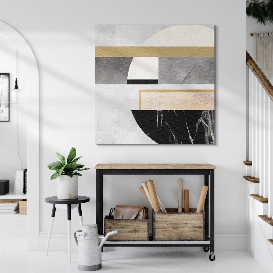 Obraz na płótnie 60x60 - Biało-Czarne Formy - nowoczesna geometria, koło