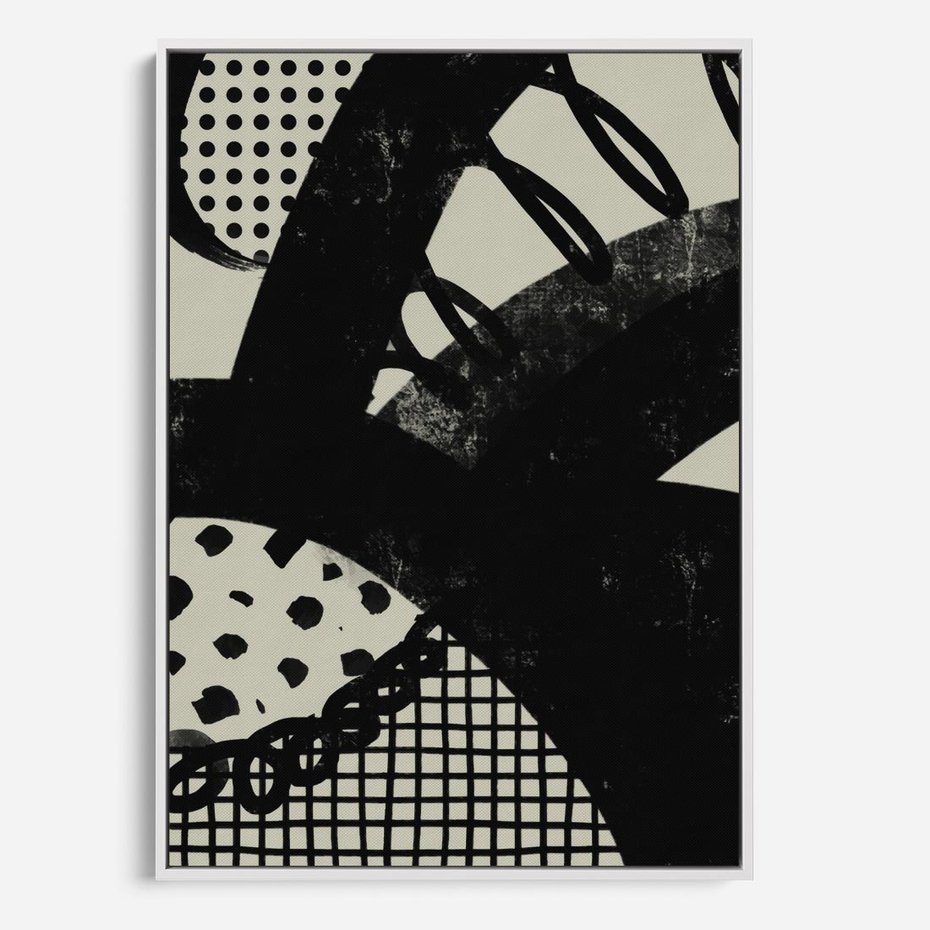 Obraz w ramie 50x70 - Nieznanie Zaskoczenia - bstrakcyjna mroczna kompozycja, nieregularne - rama biała