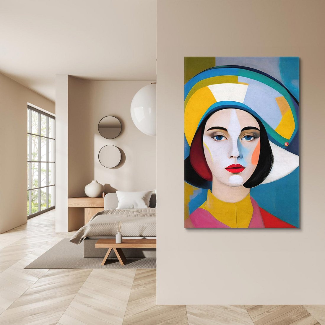 Obraz na płótnie 80x120 - Kształtujące Widzenia - abstrakcyjny obraz olejny, portret twarzy kobiety