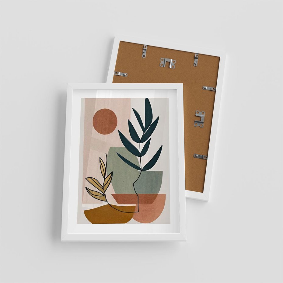 Plakat w ramie 30x40 - Rozkwitająca Boho Wyobraźnia - boho obraz, abstrakcja - rama biała