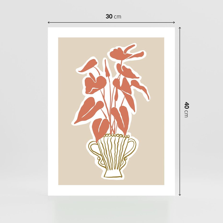 Plakat bez ramy 30x40 - Harmonijne Echa - abstrakcyjne kwiaty liście, elegancka kompozycja